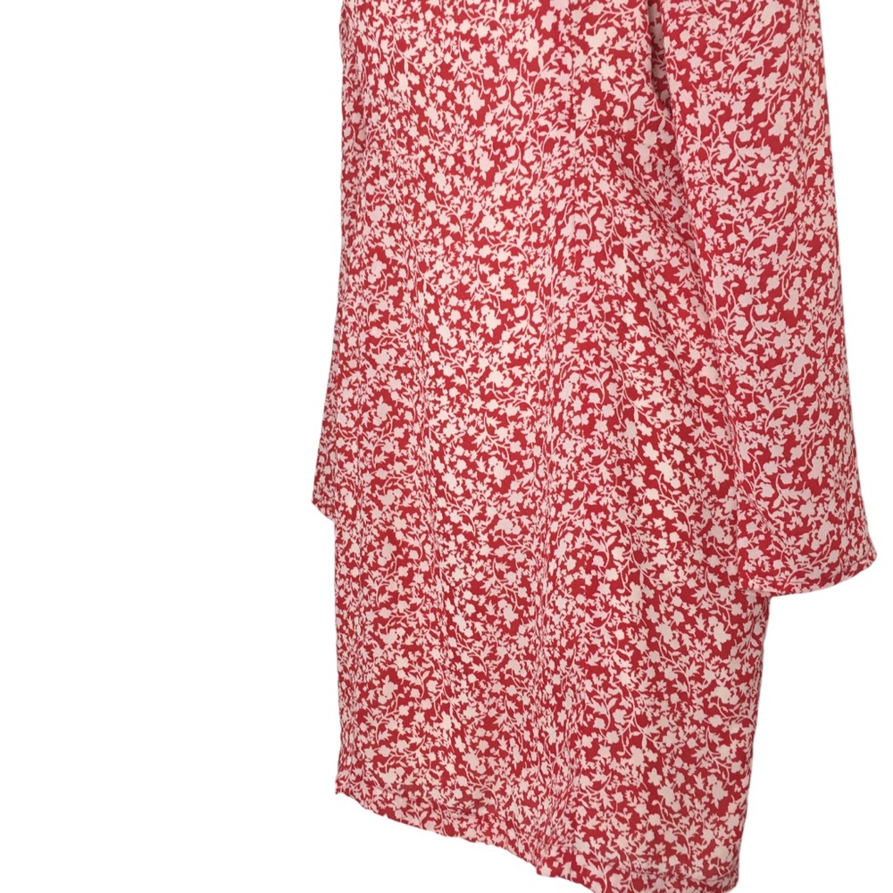 Leith Puff Sleeve Long Sleeve Floral Mini Dress Red M - Picture 8 of 16